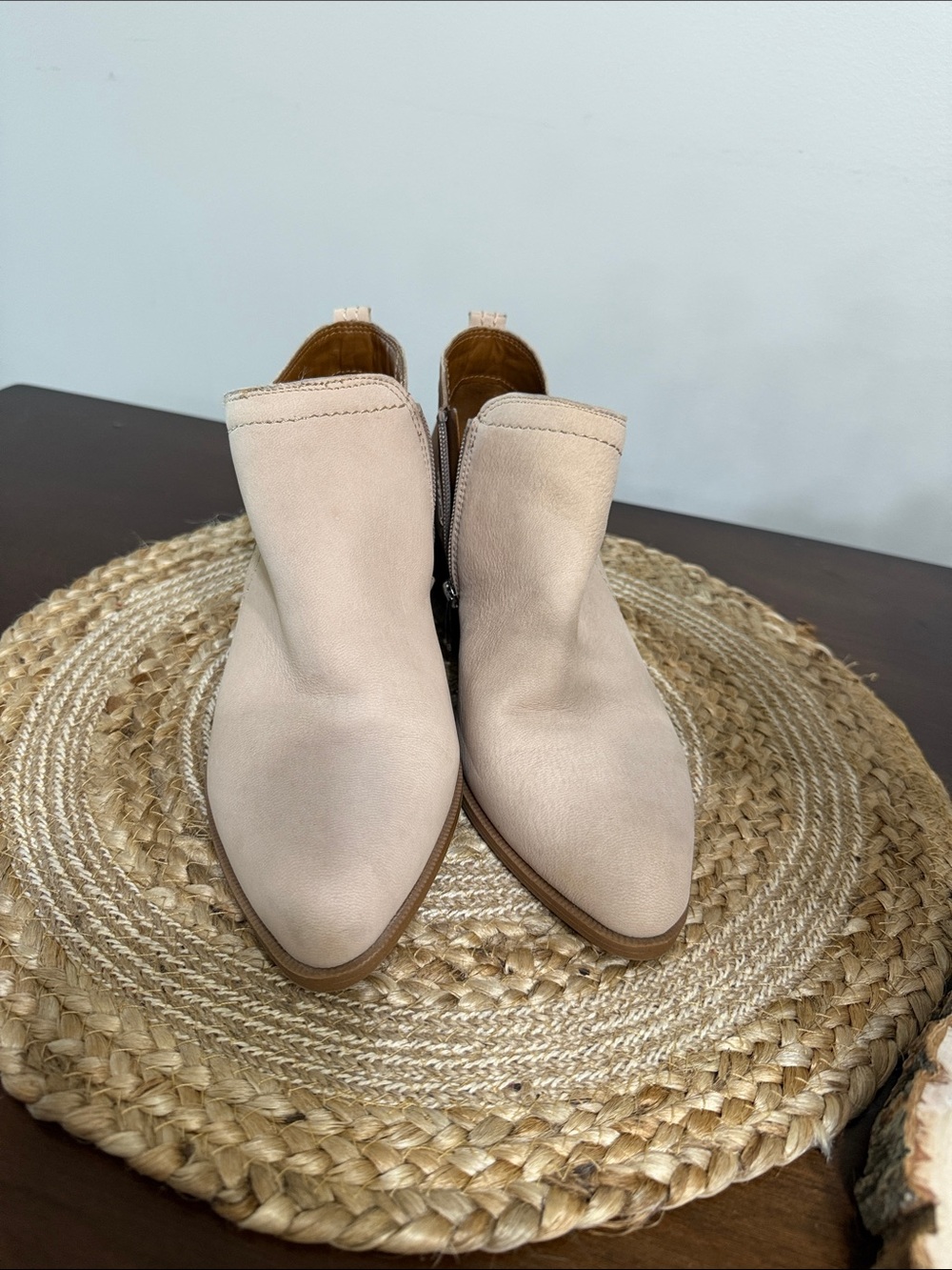 Franco Sarto Vivian Pointed Toe Ankle Bootie- Cream